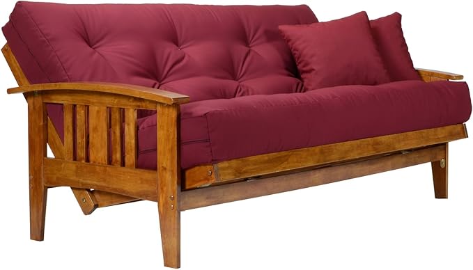 Nirvana Futons Westfield Wood Futon Frame - Full Size (Frame Only), Transform to 3 Positions - Sofa, Lounger, Bed